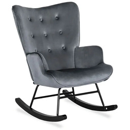 Elior Szary welurowy fotel bujany uszak E4-R17