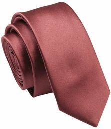 Krawat (Śledź) Męski 5 cm, Mahoniowy, Wąski, Gładki