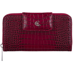 Damski portfel skórzany z suwakiem Canaletto croco bordowy