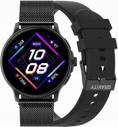 Smartwatch Damski Gravity GT12-1 Czarny Pasek Silikonowy Czarna