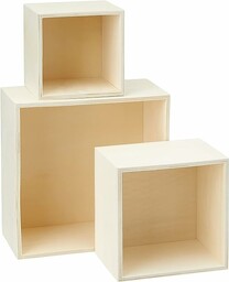 EFCO zestaw drewnianych pudełek nieobrobiony kwadrat, brązowe, 20