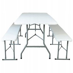 Stół Cateringowy z 2 ławkami Zestaw Bankietowy Ogrodowy