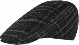 Kaszkiet Jesienno-Zimowy Czarno-Szary z Gumką z Dodatkiem Wełny,