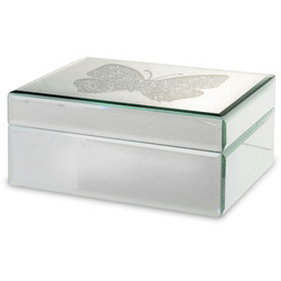 Szkatułka na biżuterię srebrna szklana pudełko 8,5x19 131005
