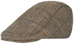 Kaszkiet Jesienno-Zimowy Beżowy w Kratkę z Gumką