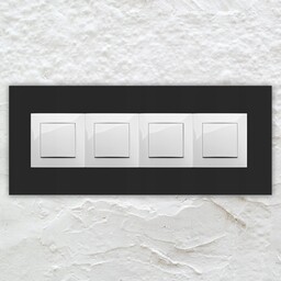 Osłona, ramka szklana pod włącznik, gniazdko poczwórna cCZARNA