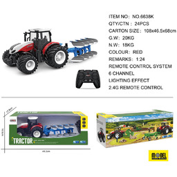 CZERWONY TRAKTOR Z PŁUGIEM STEROWANY