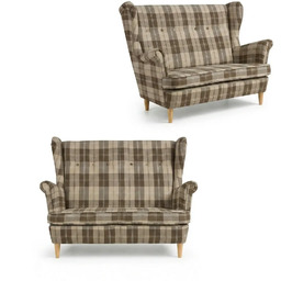 Sofa Kanapa Uszak Skandynawska szara kratka pleciona Winston