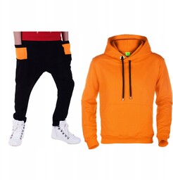 Dres Spodnie Dresowe Baggy+ Pomarańczowa Bluza 152