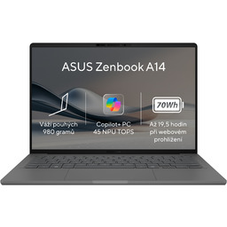 ASUS Zenbook A14/UX3407QA-OLED267W/SD-X1-26-100/14"/WUXGA/16GB/512GB SSD/Adreno/W11H/Gray/2R
