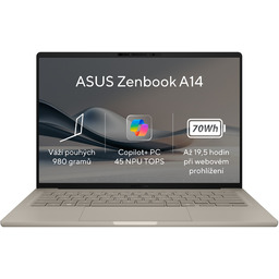 ASUS Zenbook A14/UX3407QA-OLED305W/SD-X1-26-100/14"/WUXGA/32GB/1TB SSD/Adreno/W11H/Brown/2R