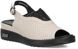 Sandały damskie beżowe na platformie skórzane wygodne Filippo