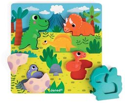 Układanka drewniana 3D Zabawa w chowanego Dinozaury J07104-Janod