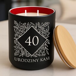 Świeca sojowa z grawerem dla niej na 40