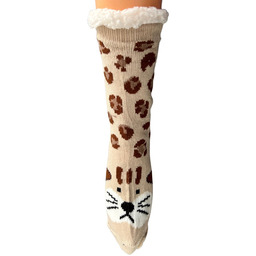 Skarpetki kapcie antypoślizgowe w cętki lamparta 35-38