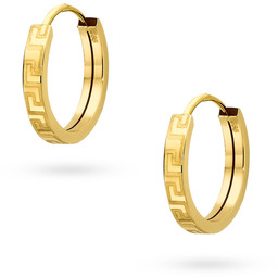 Złote kolczyki koła kółka z wzór grecki 14