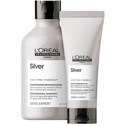 Loreal Silver, zestaw do włosów rozjaśnianych i siwych,