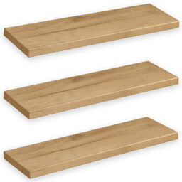 Półki Ścienne Wiszące Dąb Craft Złoty– Zestaw 3x