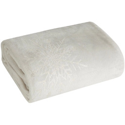 Koc bożonarodzeniowy kremowy w złote płatki śniegu K189-07