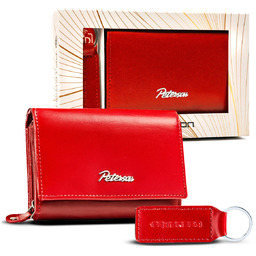 Peterson, Zestaw Prezentowy Z Portfelem Oraz Brelokiem, Czerwony