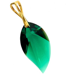 Kryształy Piękny Wisiorek Emerald Złote Srebro