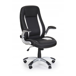 Saturn fotel gabinetowy czarny podłokietnik ekoskóra perforowana nowoczesny