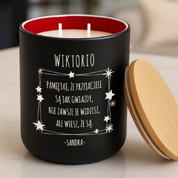 Świeca sojowa z grawerem dla przyjaciółki na urodziny