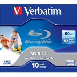 Verbatim BD-R, Dual Layer Printable, 50GB, jewel box,