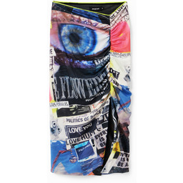 Dopasowana spódnica średniej długości z marszczenie i motywem