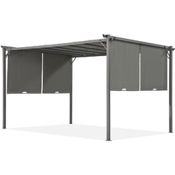 Antracytowa pergola tarasowa Sevilla 3x4m z zasłonami Garden