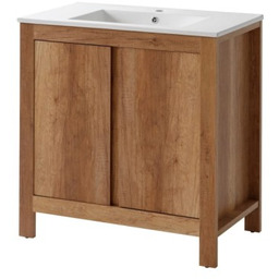 Szafka z umywalką ceramiczną CLASSIC dąb 80 cm