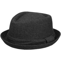 Diamond Crown Herringbone Wool Hat by Lipodo, czarno-szary,
