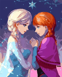 Malowanie po numerach - Elsa i Anna 40x50
