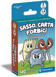 Clementoni - Papierowy kamień, 40 ilustrowanych kart, gra