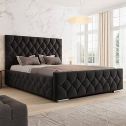 Łóżko z pojemnikiem 4319G 140x200 Welur Czarny