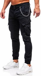 Czarne spodnie materiałowe joggery bojówki męskie Denley SK850