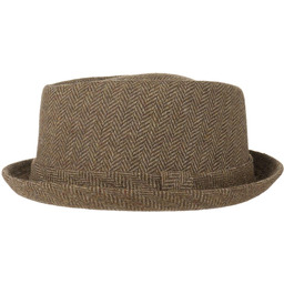 Diamond Crown Herringbone Wool Hat by Lipodo, brązowo-beżowy,