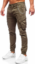 Khaki spodnie materiałowe joggery bojówki męskie Denley SK850