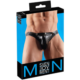 Męskie stringi z zapięciem (czarne) - XL