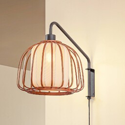 Kinkiet Davella Lindby, ciemne drewno, salon / jadalnia,