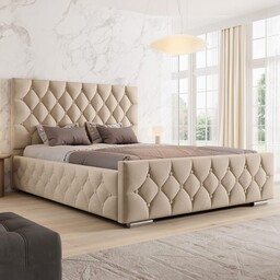 Łóżko z pojemnikiem 4319G 140x200 Welur Beżowy #6