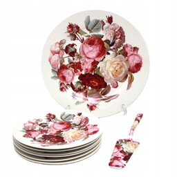 Porcelanowy Zestaw Talerzy Do Ciasta Z Łopatką 8
