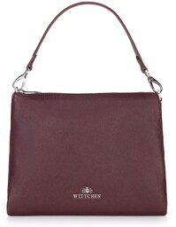 Damska crossbody trójkomorowa ze skóry bordowa