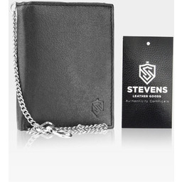 Portfel Męski STEVENS Skórzany z metalowym łańcuszkiem