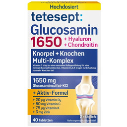 Tetesept Glukozamina 1650 + Hialuron + Chondroityna, 40