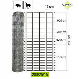 Siatka ogrodzeniowa Leśna L 200/25/15 skoble 50m