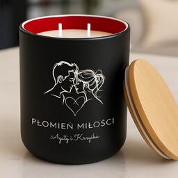 Świeca sojowa z grawerem dla zakochanych na rocznicę