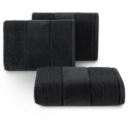 Ręcznik bawełniany w prążki czarny z welurową bordiurą