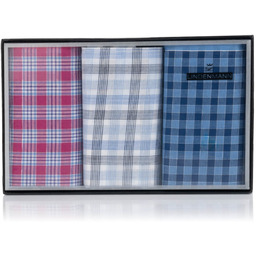 Chusteczki męskie bawełniane w kratę Lindenmann 50022