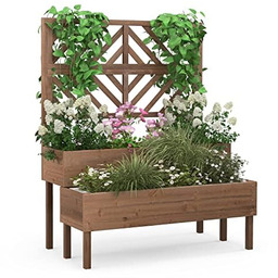 FANTASK Skrzynka na kwiaty z pergolą z drewna